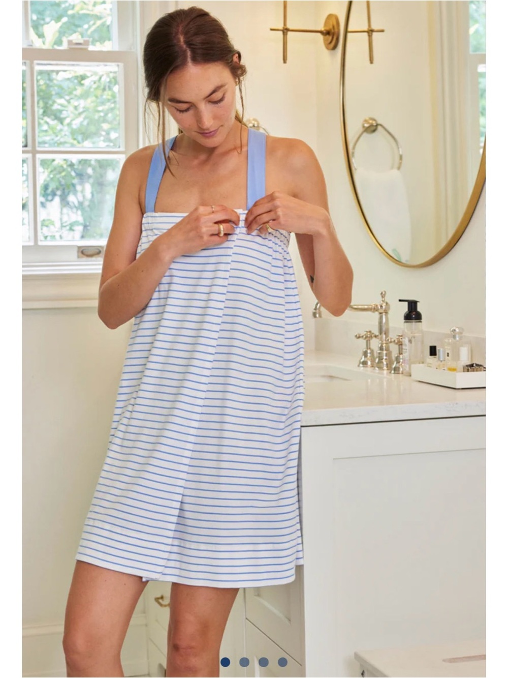 Blue & White Striped Nursing Cover Dress